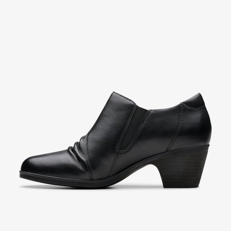 Black Leather Clarks Emily 2 Braley | CLKS-85244