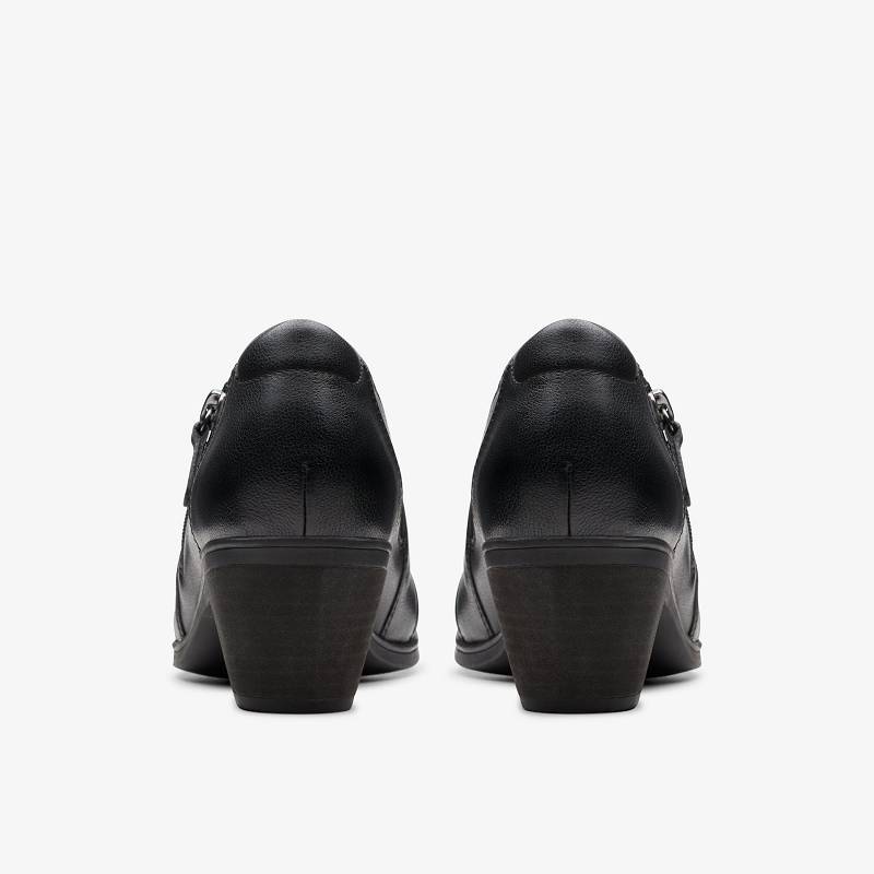 Black Leather Clarks Emily 2 Braley | CLKS-85244