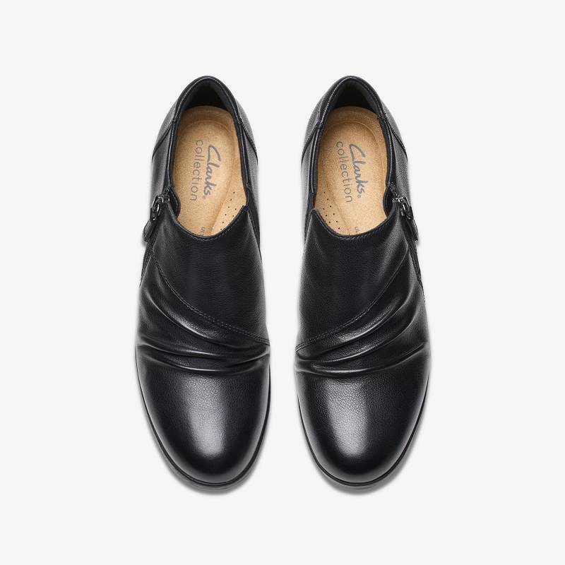 Black Leather Clarks Emily 2 Braley | CLKS-85244