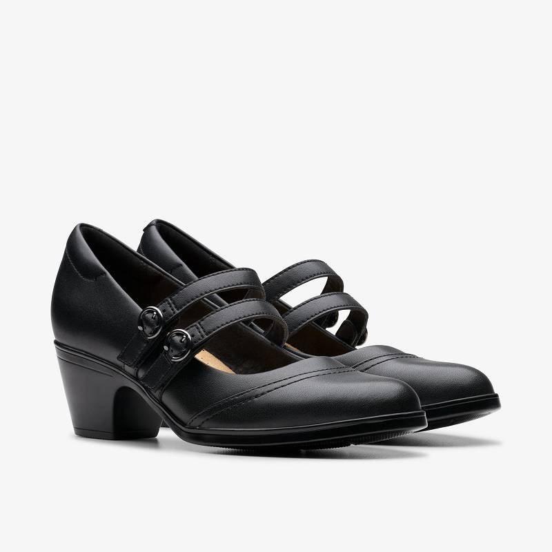 Black Leather Clarks Emily 2 Jane | CLKS-85250