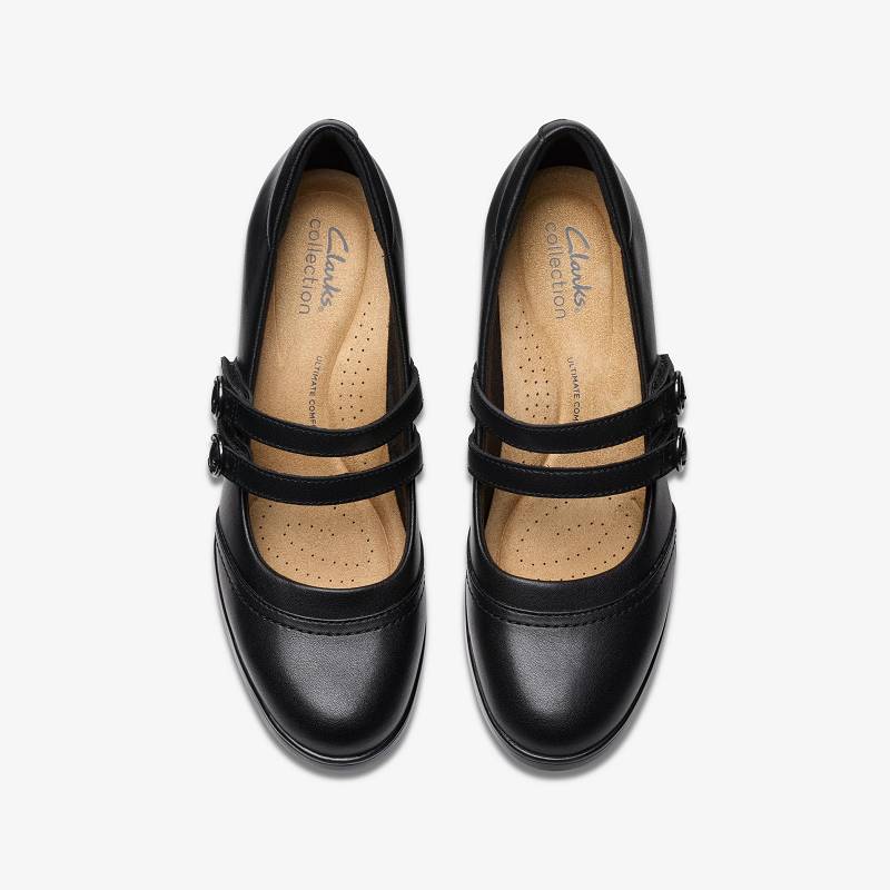 Black Leather Clarks Emily 2 Jane | CLKS-85250