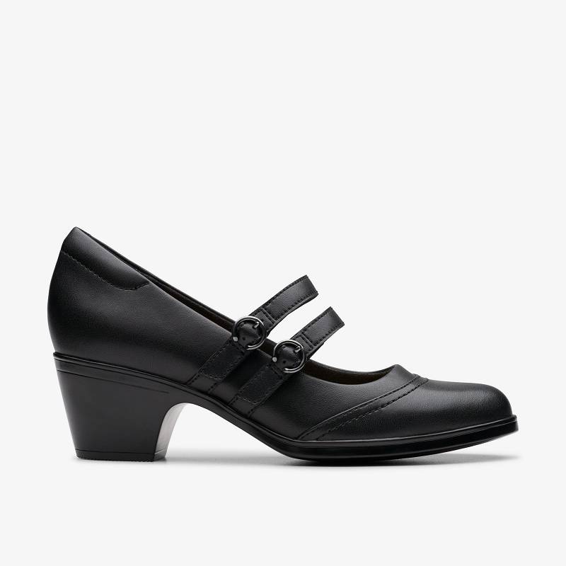 Black Leather Clarks Emily 2 Jane | CLKS-85250