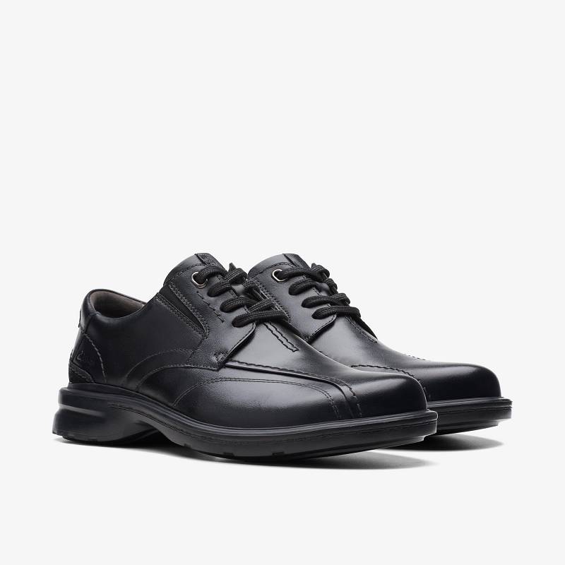 Black Leather Clarks Gessler Lace | CLKS-84352