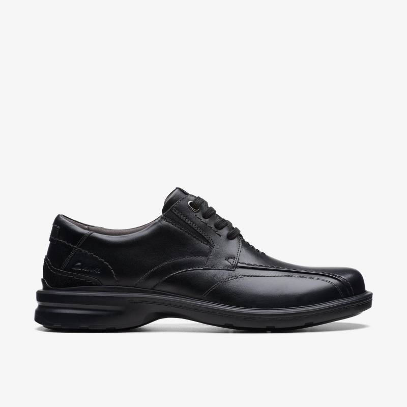 Black Leather Clarks Gessler Lace | CLKS-84352