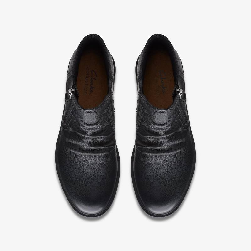 Black Leather Clarks Hearth Dove | CLKS-85523