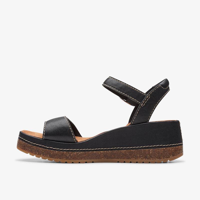 Black Leather Clarks Kassanda Lily | CLKS-84727