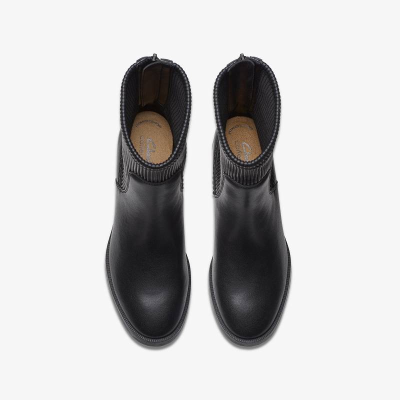 Black Leather Clarks Lileigh Holly | CLKS-85584