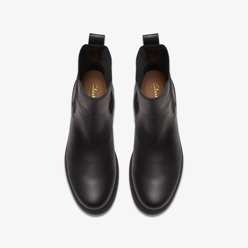 Black Leather Clarks Loriini Gem | CLKS-85489