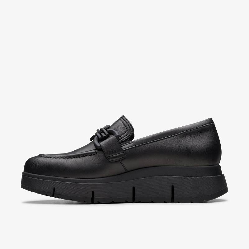 Black Leather Clarks Loriini Izzy | CLKS-85405