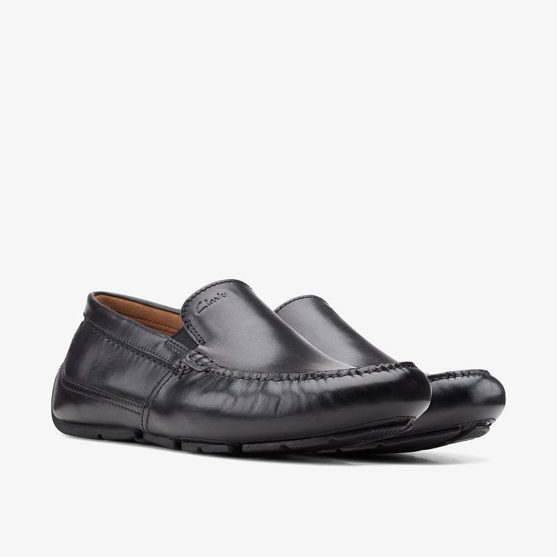 Black Leather Clarks Markman Plain | CLKS-84463