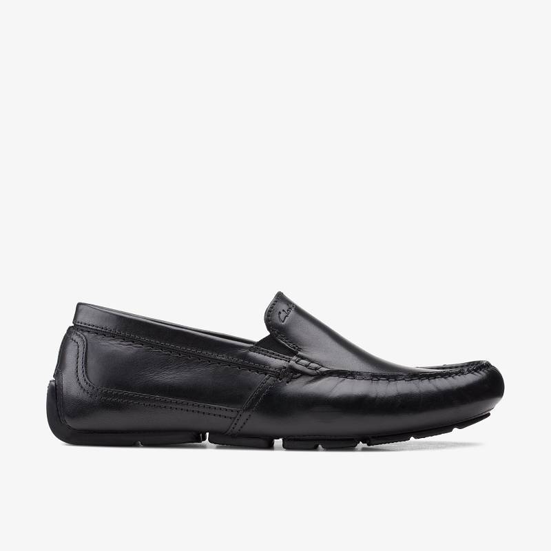 Black Leather Clarks Markman Plain | CLKS-84463