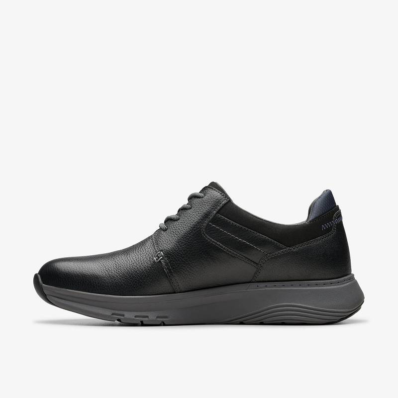 Black Leather Clarks Motion Trek PT | CLKS-84229