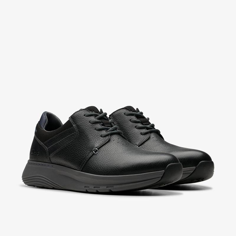 Black Leather Clarks Motion Trek PT | CLKS-84229