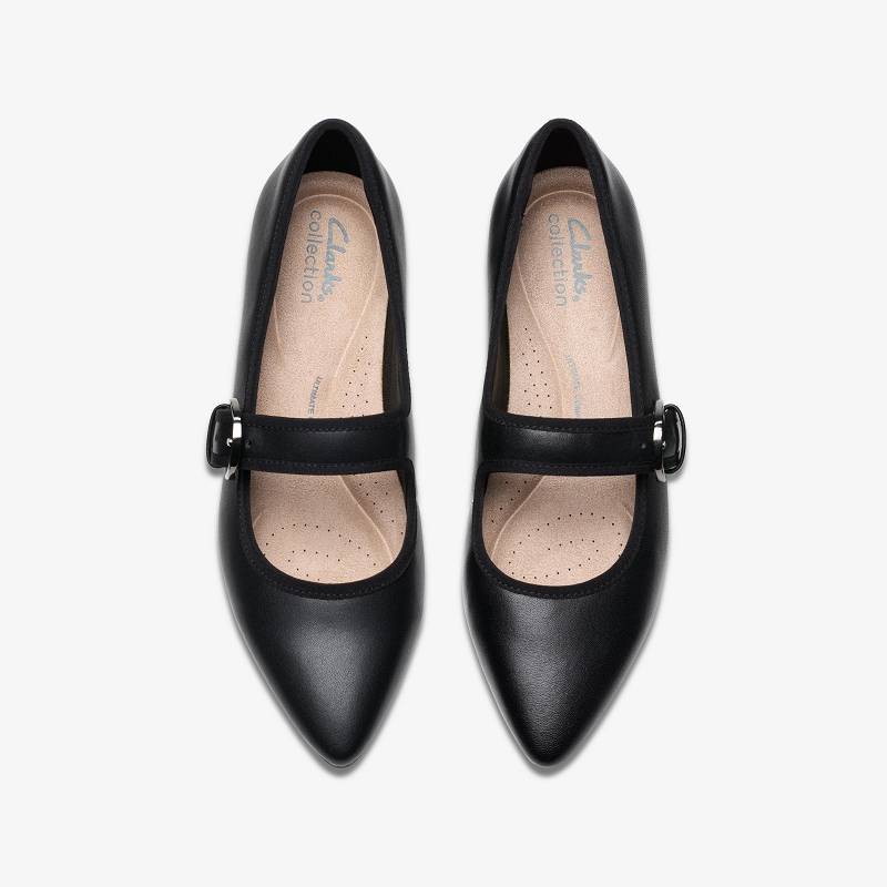 Black Leather Clarks Natalyn May | CLKS-85340