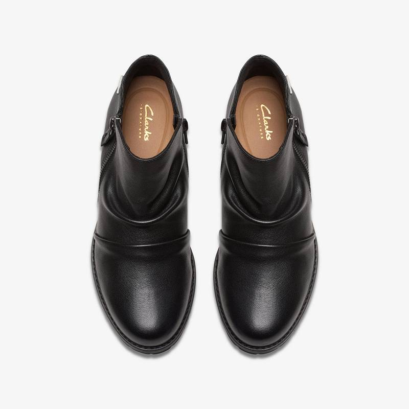 Black Leather Clarks Nissini Top Waterproof | CLKS-85450