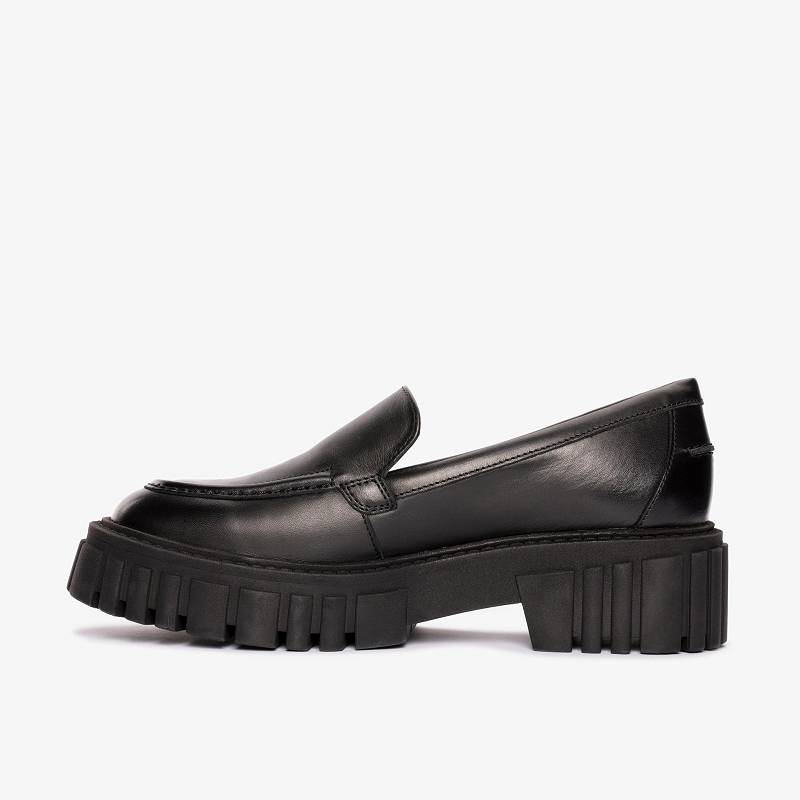 Black Leather Clarks Page Loafer | CLKS-84845