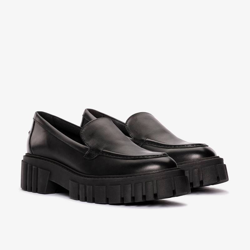 Black Leather Clarks Page Loafer | CLKS-84845