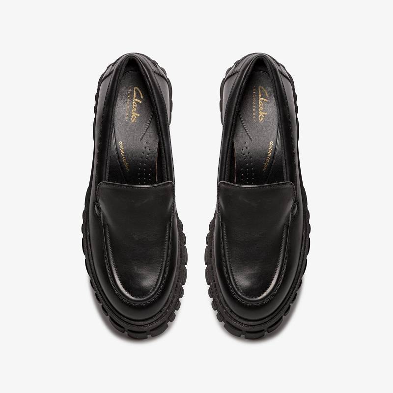 Black Leather Clarks Page Loafer | CLKS-84845