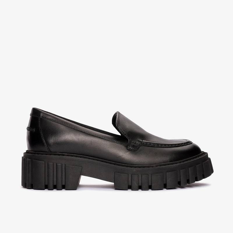 Black Leather Clarks Page Loafer | CLKS-84845