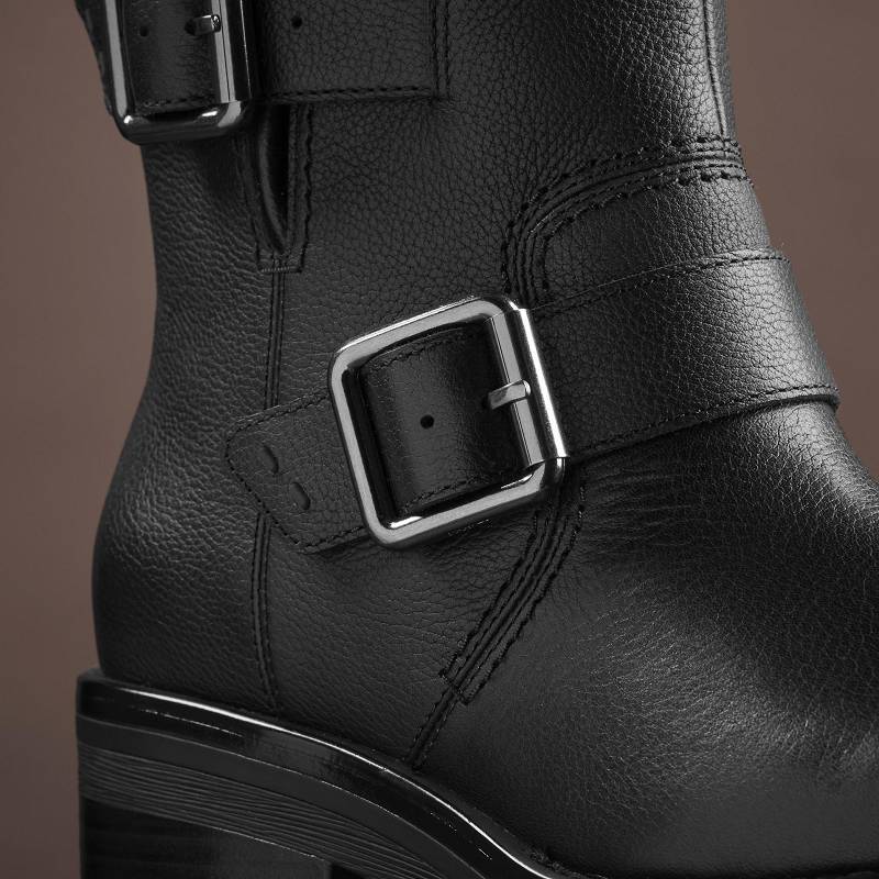 Black Leather Clarks Rebelle Buckle | CLKS-85515