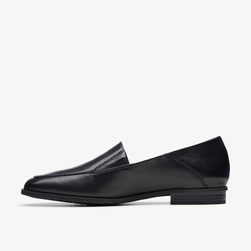 Black Leather Clarks Sarafyna Freva | CLKS-85379