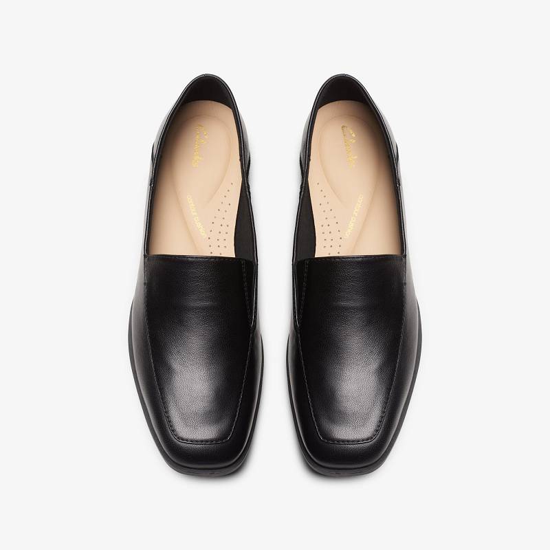 Black Leather Clarks Sarafyna Freva | CLKS-85379