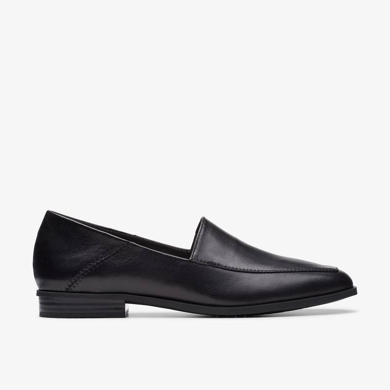 Black Leather Clarks Sarafyna Freva | CLKS-85379