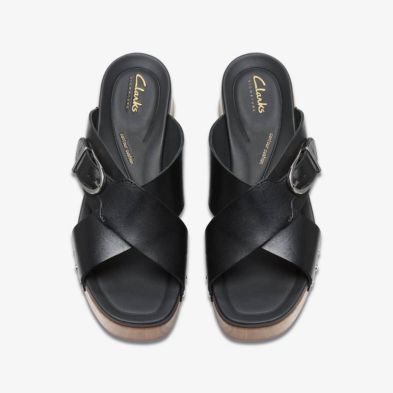 Black Leather Clarks Sivanne Walk | CLKS-85234