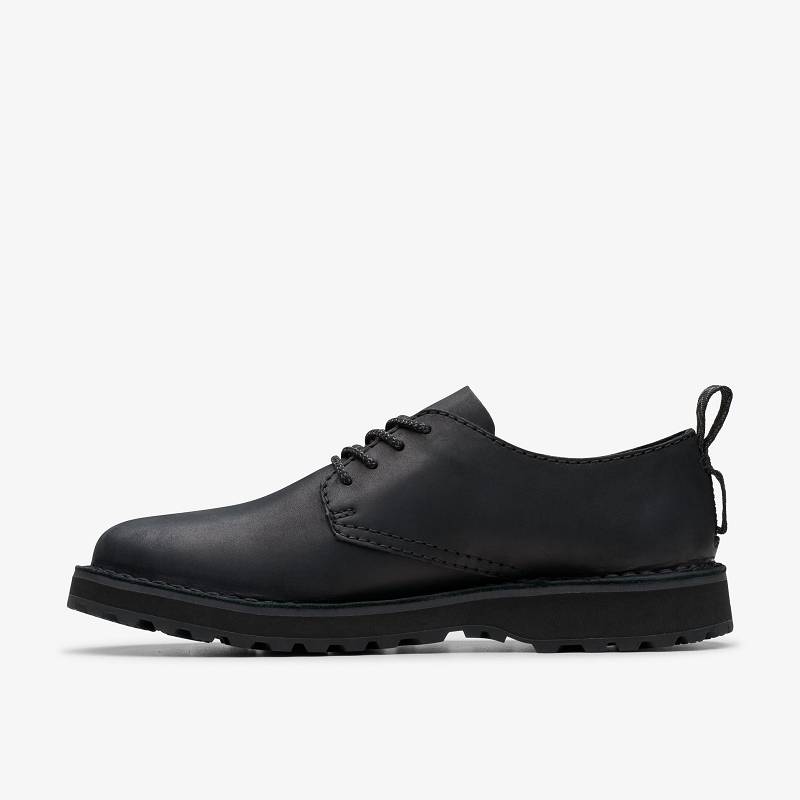 Black Leather Clarks Solsbury Lace | CLKS-84324