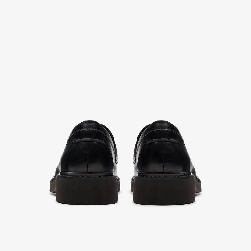 Black Leather Clarks Splend Edge | CLKS-84832