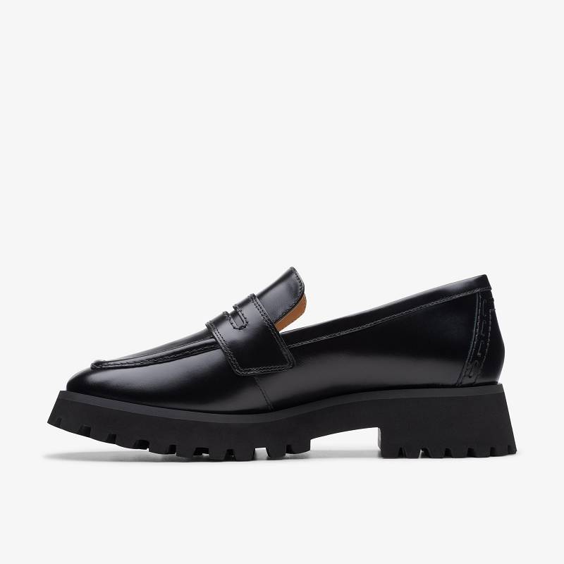 Black Leather Clarks Stayso Edge | CLKS-84889