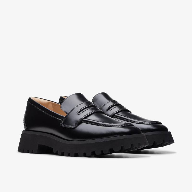 Black Leather Clarks Stayso Edge | CLKS-84889