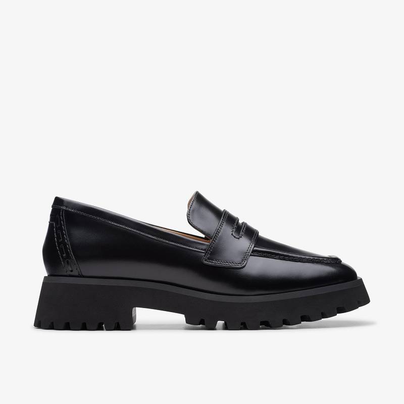 Black Leather Clarks Stayso Edge | CLKS-84889