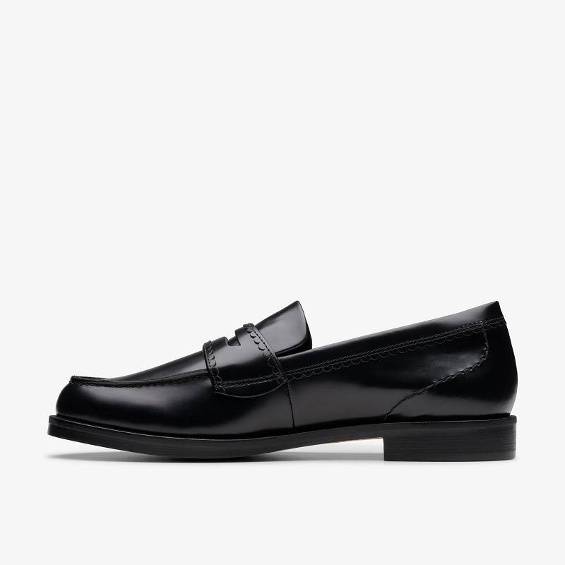 Black Leather Clarks Straven Edge | CLKS-85313