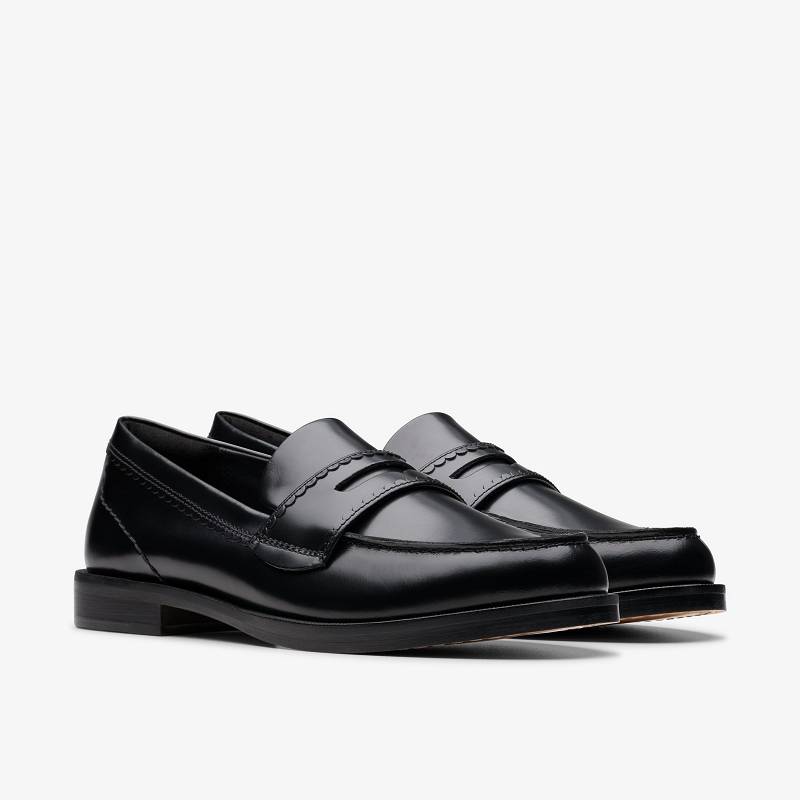 Black Leather Clarks Straven Edge | CLKS-85313