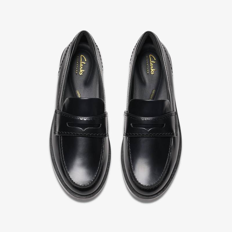 Black Leather Clarks Straven Edge | CLKS-85313