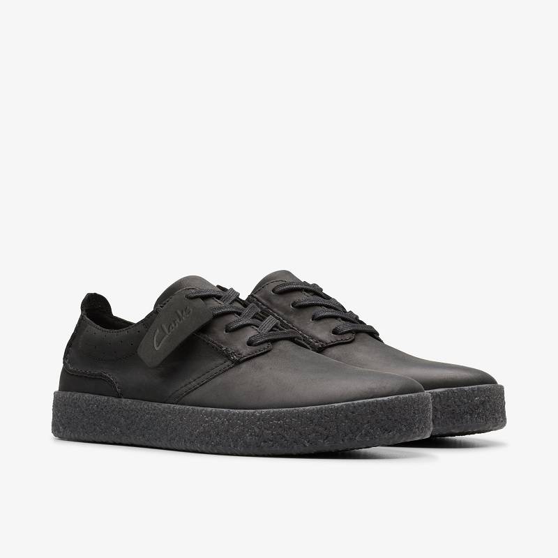 Black Leather Clarks Streethill Lace | CLKS-84238