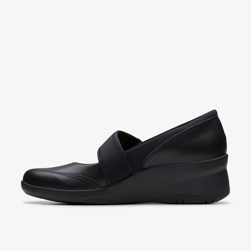 Black Leather Clarks Suttyn May | CLKS-84721