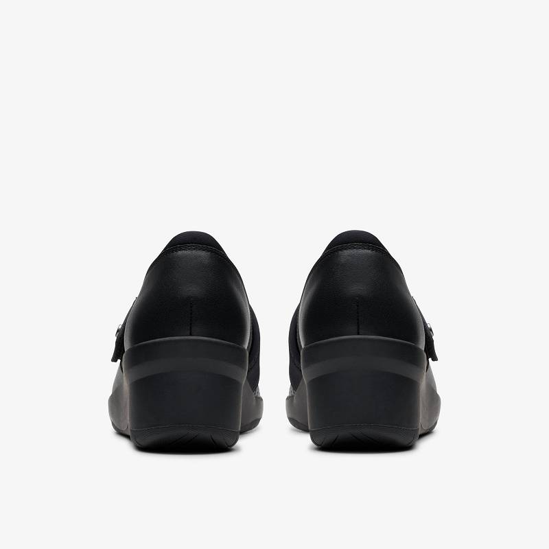 Black Leather Clarks Suttyn May | CLKS-84721