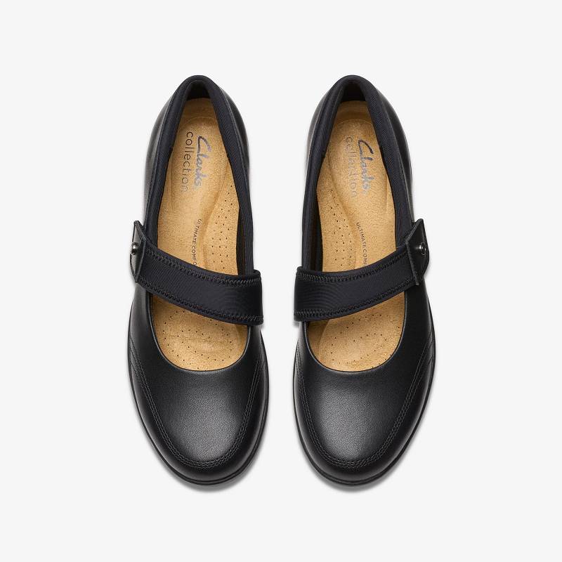 Black Leather Clarks Suttyn May | CLKS-84721