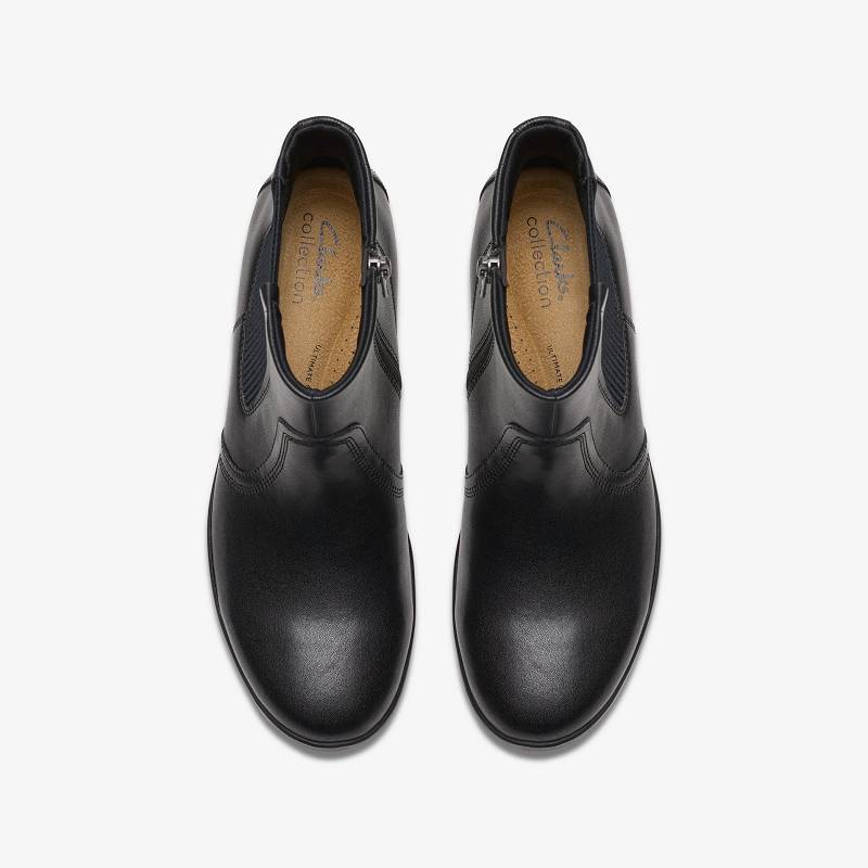 Black Leather Clarks Suttyn Rae | CLKS-85503