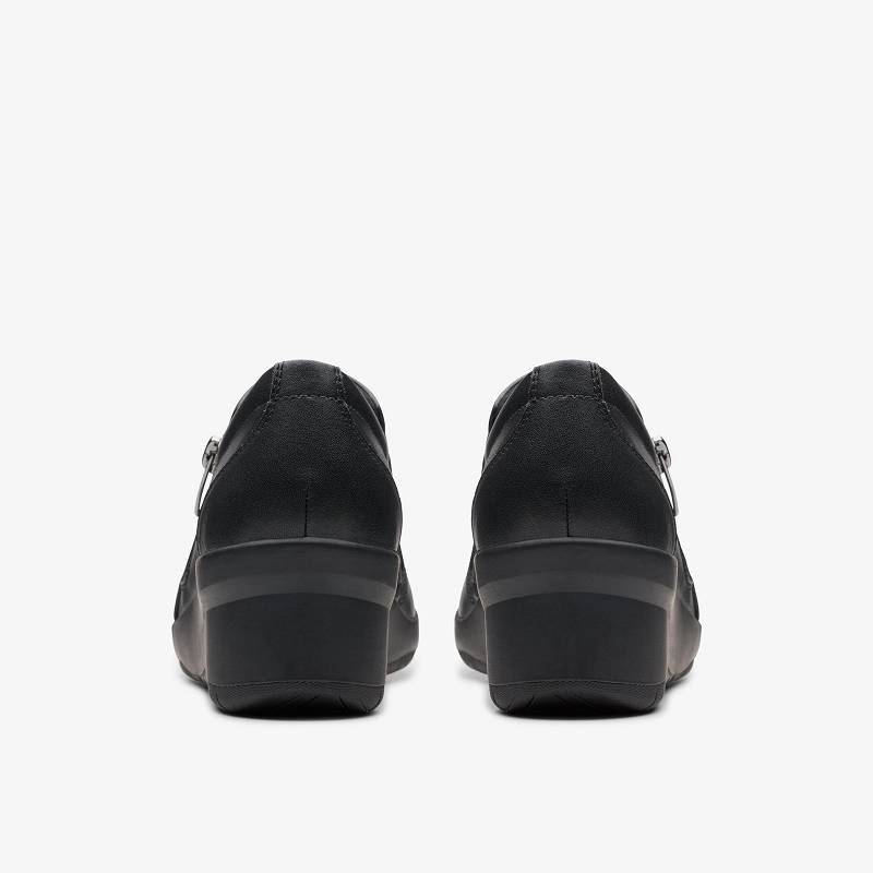 Black Leather Clarks Suttyn Zip | CLKS-84725