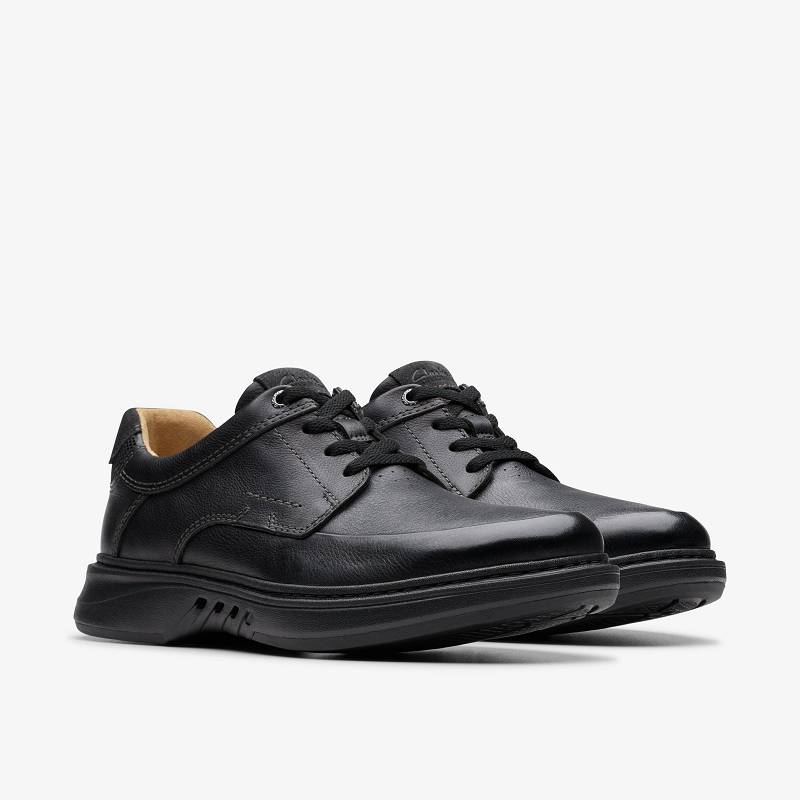 Black Leather Clarks Un Briley Lace | CLKS-84454