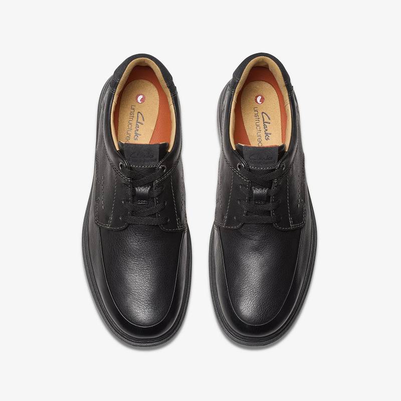 Black Leather Clarks Un Briley Lace | CLKS-84454