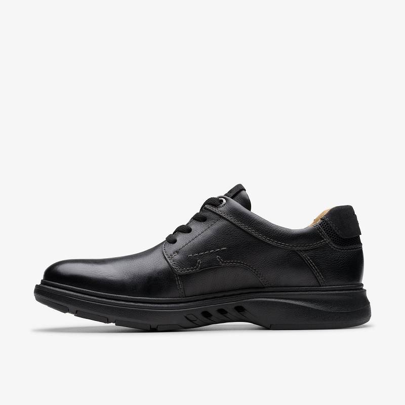 Black Leather Clarks Un Briley Pace | CLKS-84332