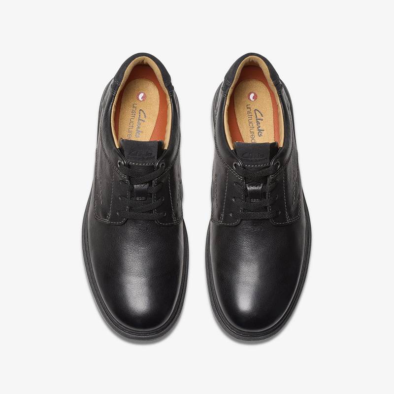 Black Leather Clarks Un Briley Pace | CLKS-84332