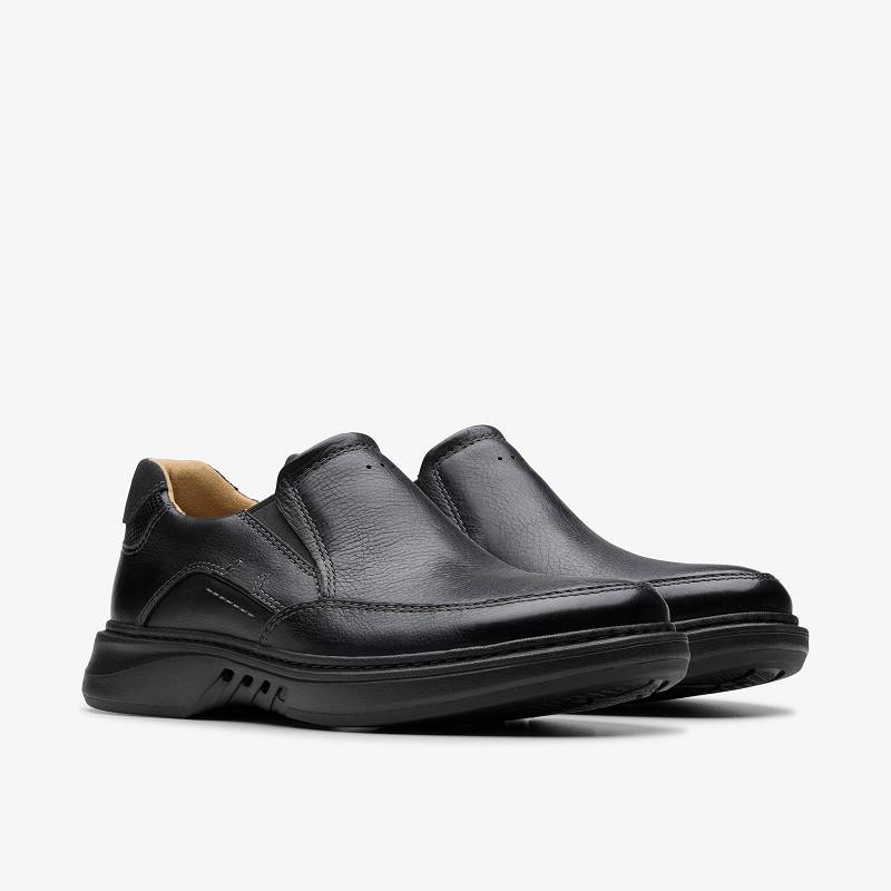 Black Leather Clarks Un Briley Step | CLKS-84449