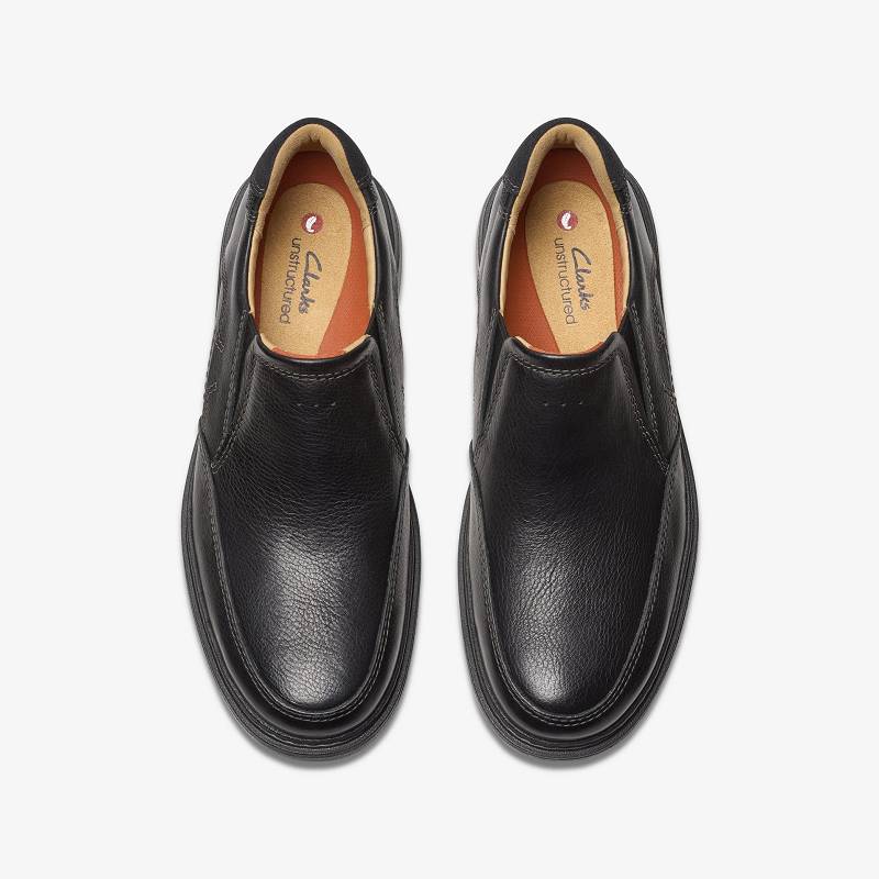 Black Leather Clarks Un Briley Step | CLKS-84449