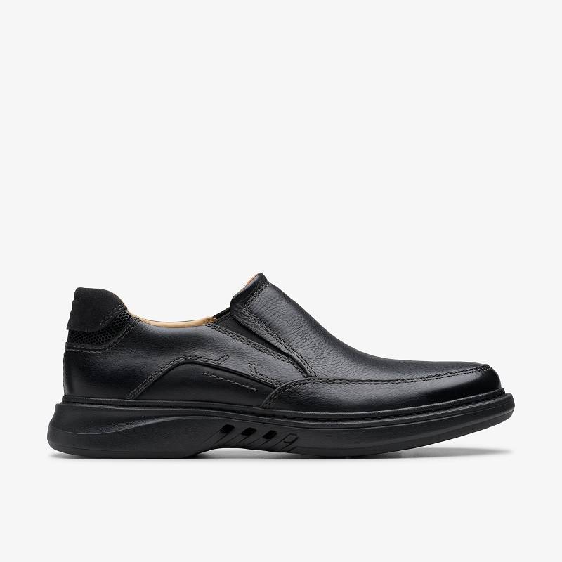 Black Leather Clarks Un Briley Step | CLKS-84449