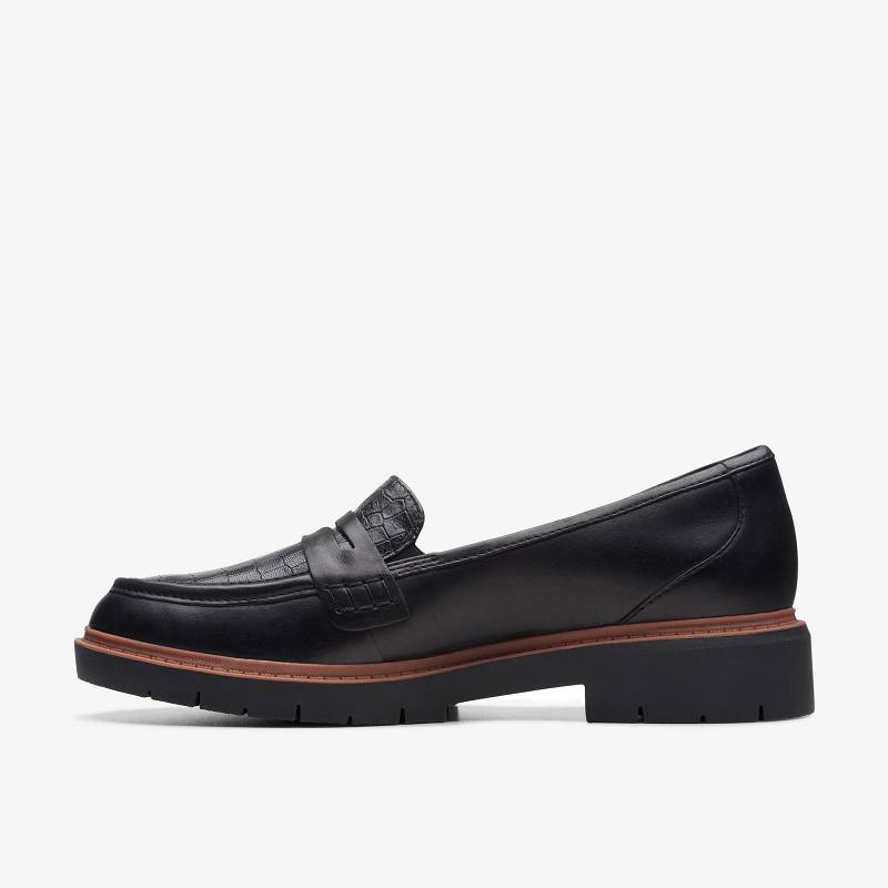 Black Leather Clarks Westlynn Ayla | CLKS-85373